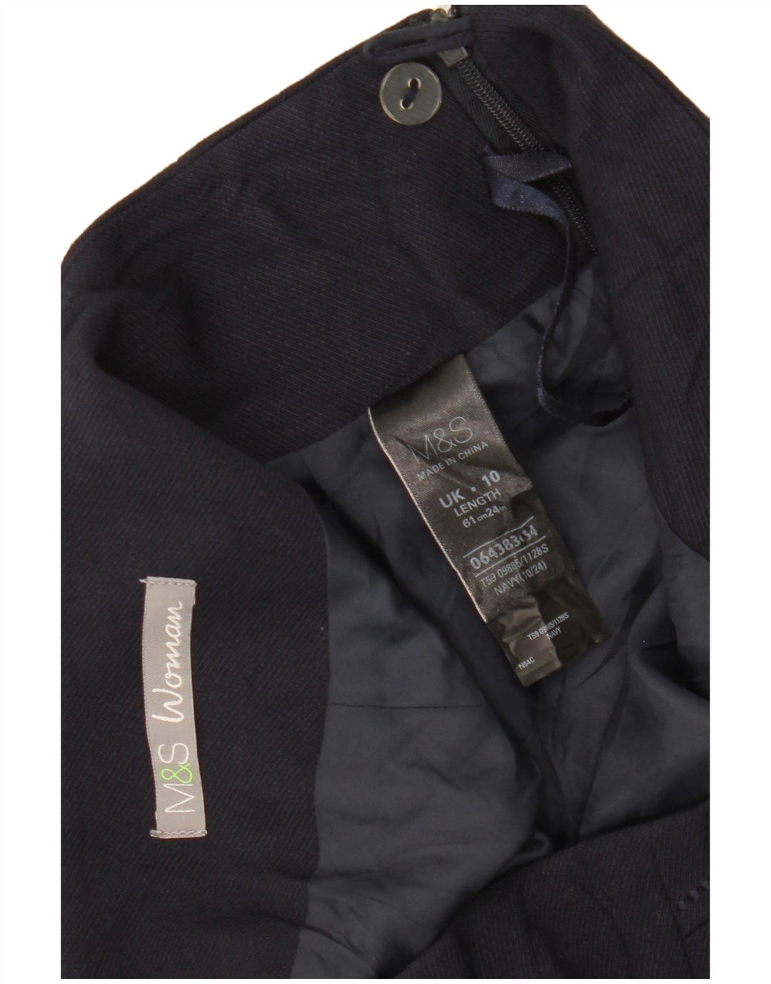 MARKS & SPENCER Lige nederdel til kvinder UK 10 Small W30 Navyblå polyester