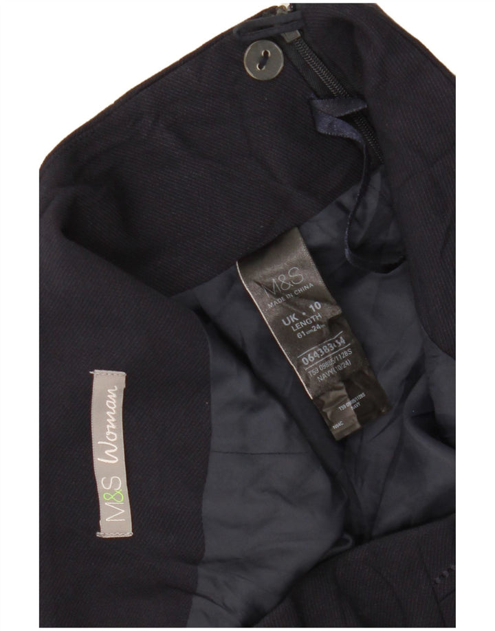 MARKS & SPENCER Lige nederdel til kvinder UK 10 Small W30 Navyblå polyester