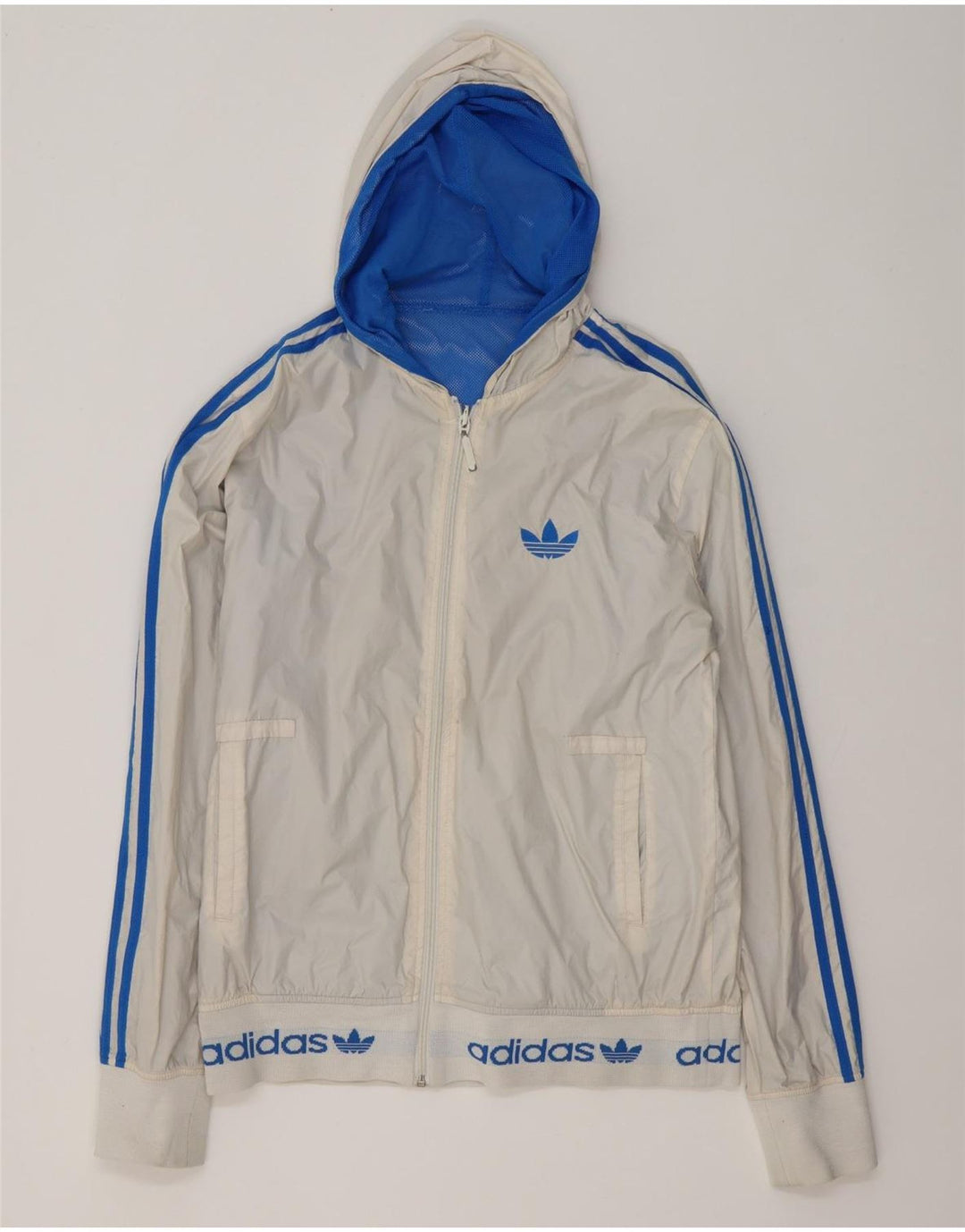 Adidas Herre Grafisk Vendbar hættejakke UK 38 Medium White Colourblock