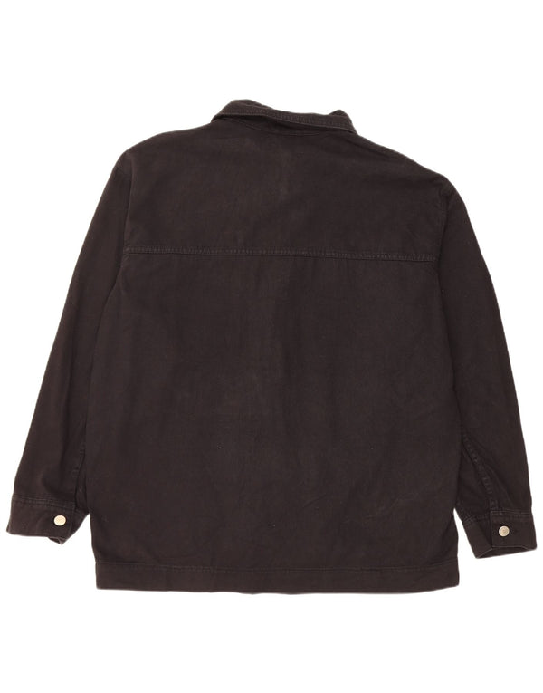 Topshop Dame Oversized Denim Jacket UK 16 Large Black Bomuld