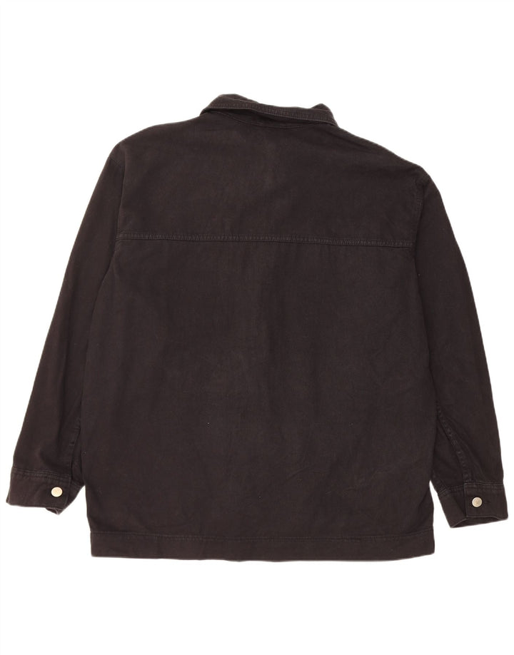 Topshop Dame Oversized Denim Jacket UK 16 Large Black Bomuld
