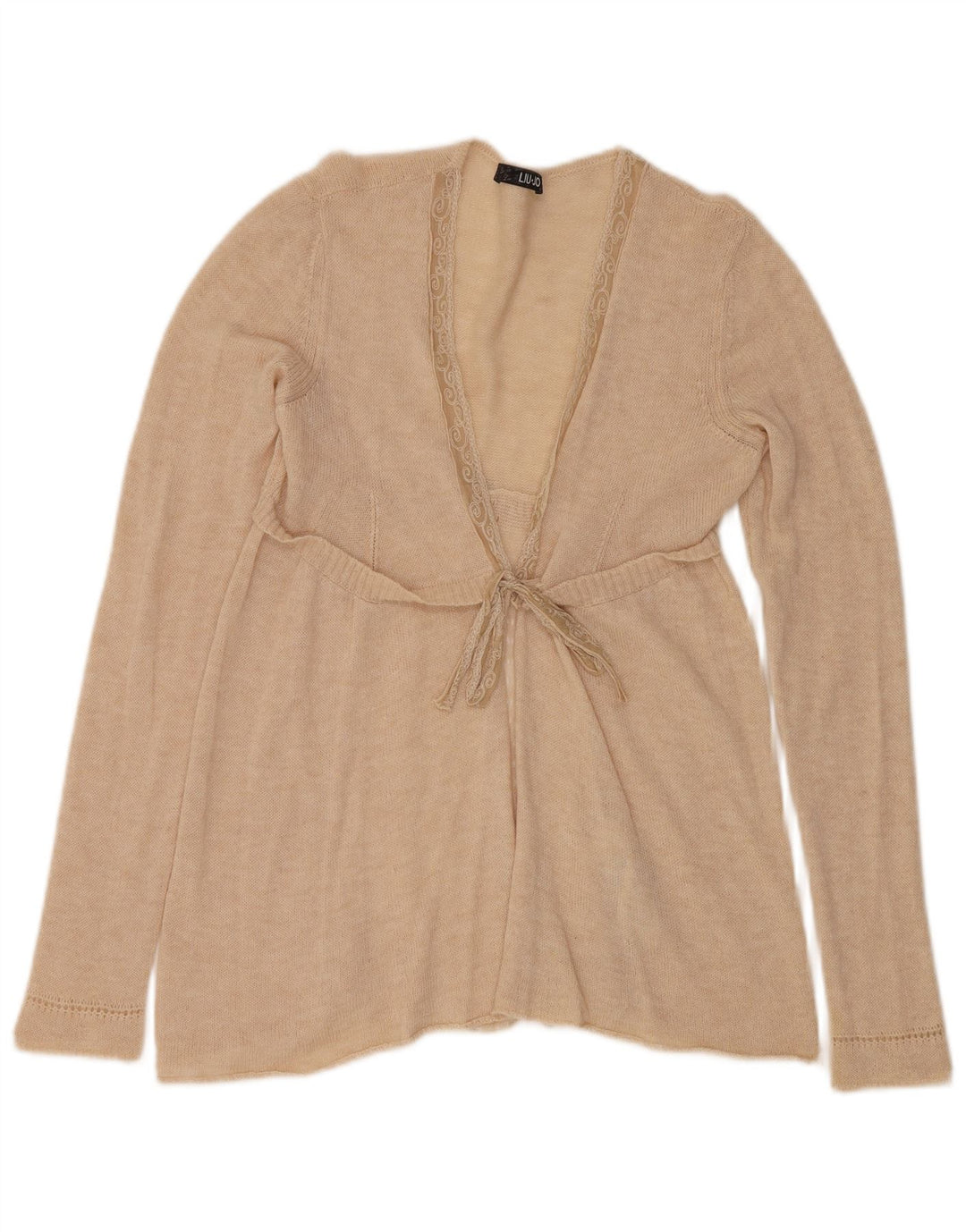 LIU JO Dame Front Tie Cardigan Sweater IT 42 Medium Beige Polyamid