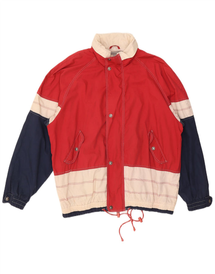 Vintage hættejakke til mænd UK 44 2XL Rød Colourblock Polyester