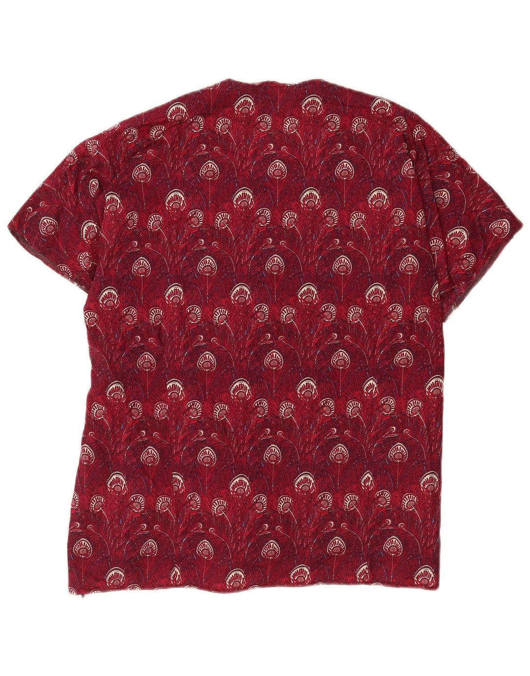 Vintage kvinders abstrakt mønster bluse Top UK 14 Large Burgundy