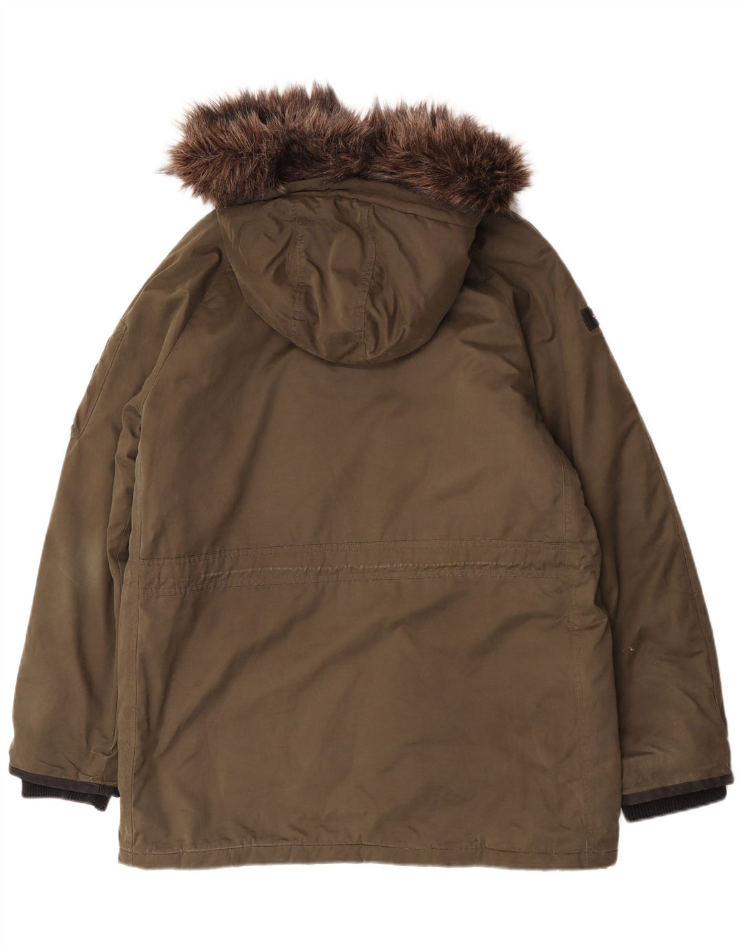 Superdry Parkajakke med hætte til mænd UK 40 Stor Khaki Polyester