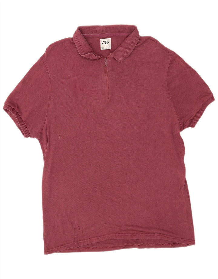 Zara Poloskjorte til mænd Large Burgundy Lyocell