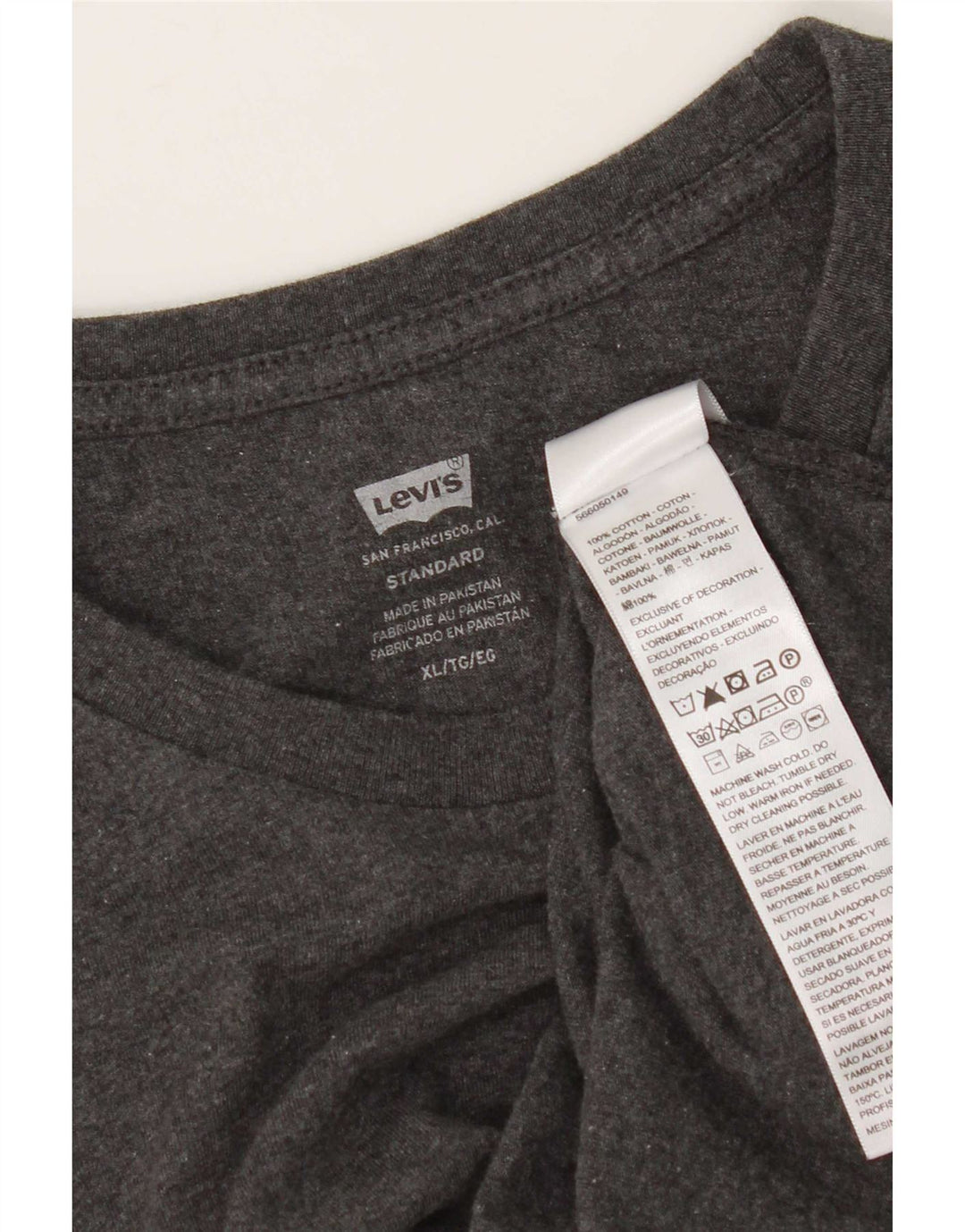 Levi's Herre Standard T-Shirt Top XL Grå Bomuld
