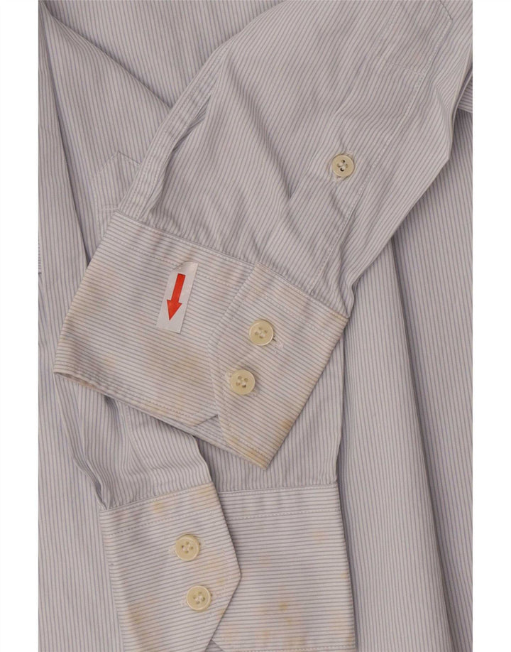 Massimo Dutti Herre Casual Fit skjorte Medium Blue Pinstripe Bomuld