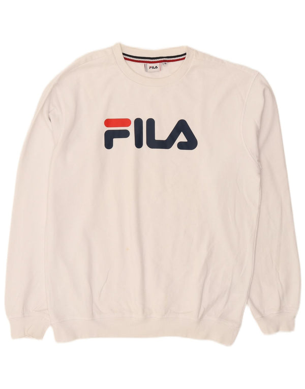 Fila Herre Grafisk Sweatshirt Jumper Medium Hvid Bomuld