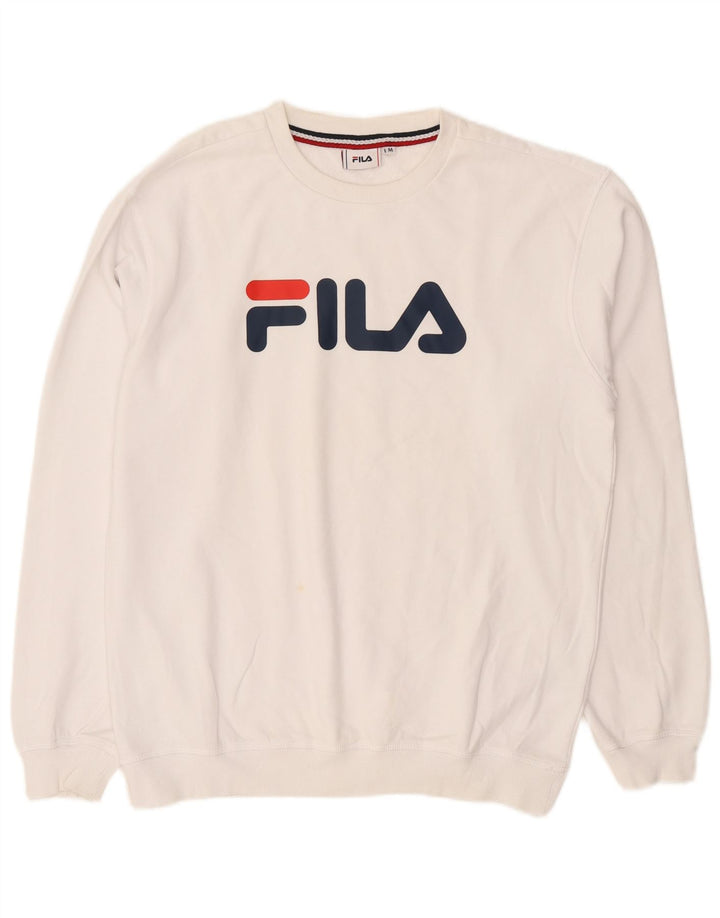Fila Herre Grafisk Sweatshirt Jumper Medium Hvid Bomuld