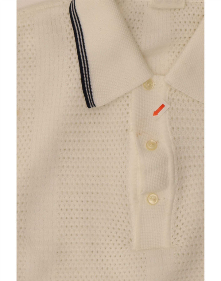 Trevira Herre Kortærmet Polo Neck Jumper Sweater Stor Hvid Polyester