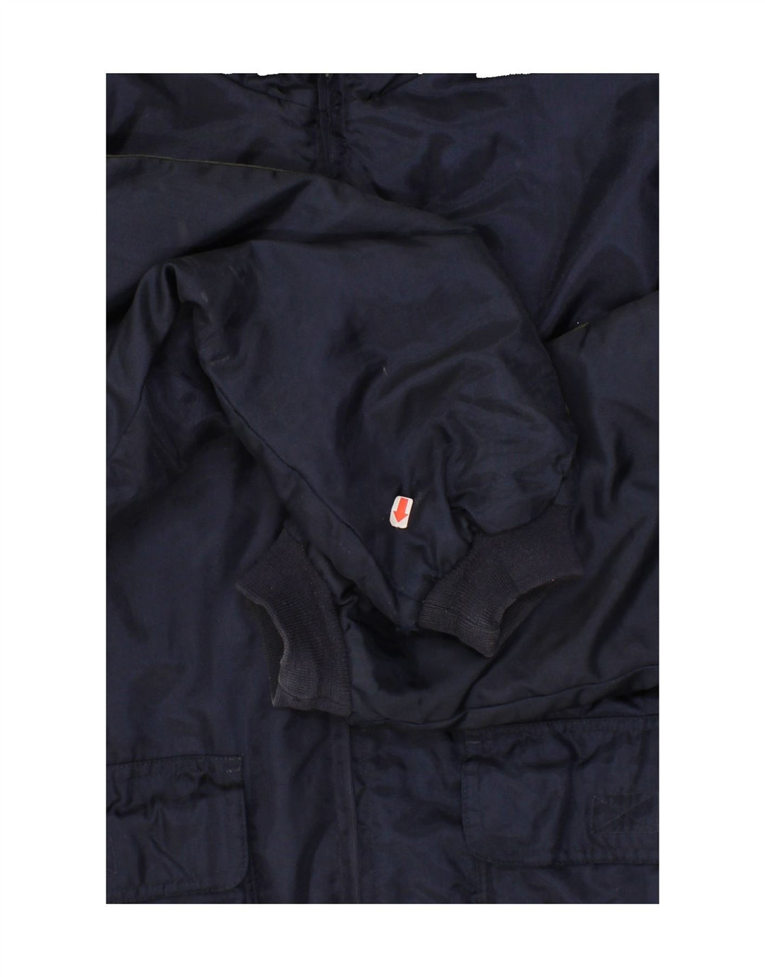 SAVVY Mens Hooded Bomber Padded Jacket UK 40 Large Navy Blue Nylon Vintage Savvy and Second-Hand Savvy from Messina Hembry 