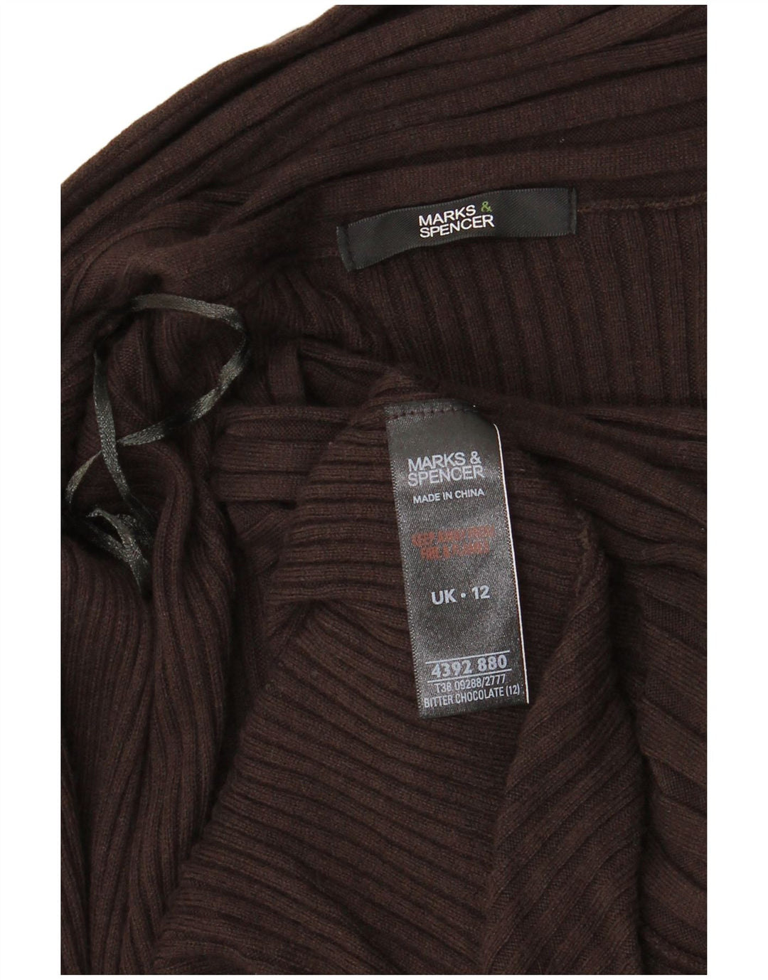 MARKS & SPENCER Dame Longline Open Cardigan Sweater UK 12 Medium Brown