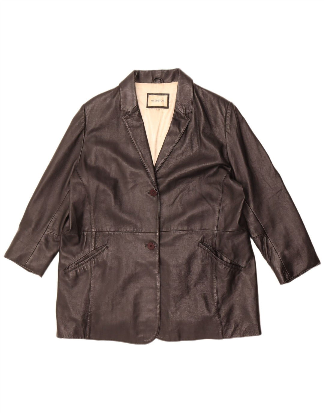 Essence Dame Oversized Læderjakke UK 18/20 XL Sort Læder