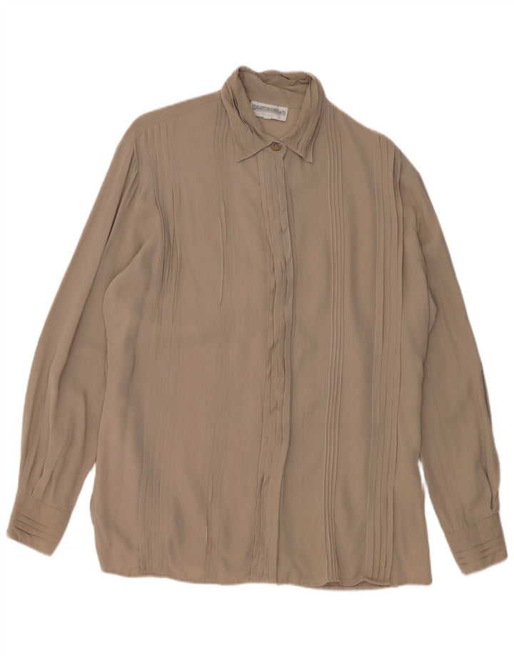 Pancaldi & B Dameskjortebluse UK 16 Stor Grå Silke