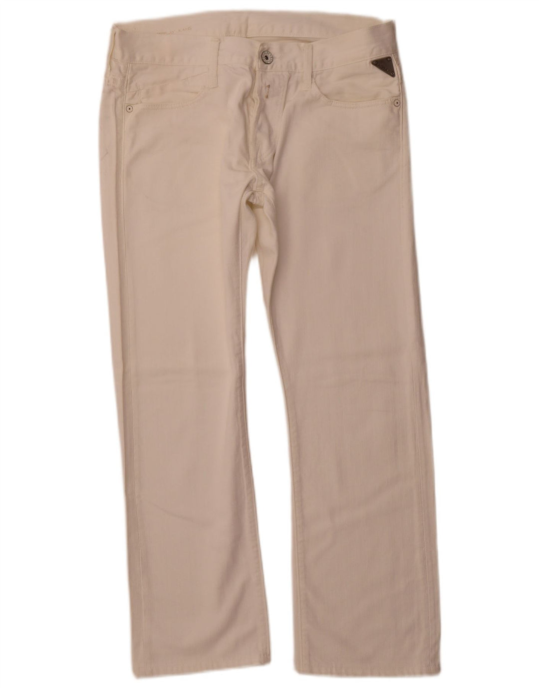 REPLAY Dame Straight Jeans W33 L28 Off White Bomuld