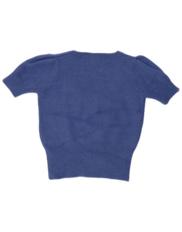 Zara Womens Crop Boat Neck Jumper Sweater UK 12 Medium Navy Blue