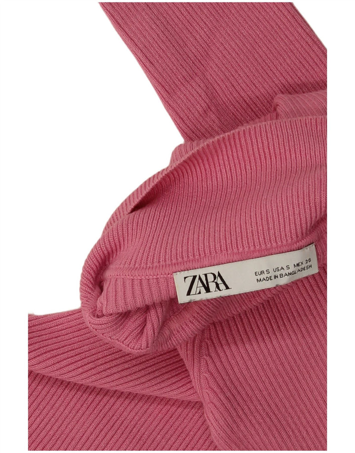 Zara Dame Jumper Dress UK 8 Small Pink Viscose