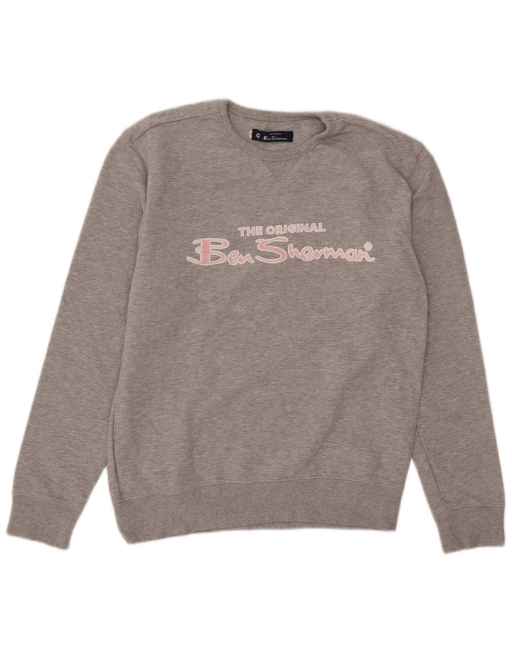 Ben Sherman Dame Grafisk Sweatshirt Jumper UK 16 Large Grey Flecked