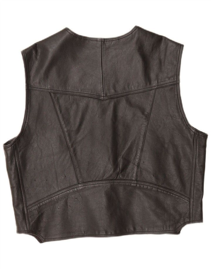 Vintage herre læder vest 2XL sort læder