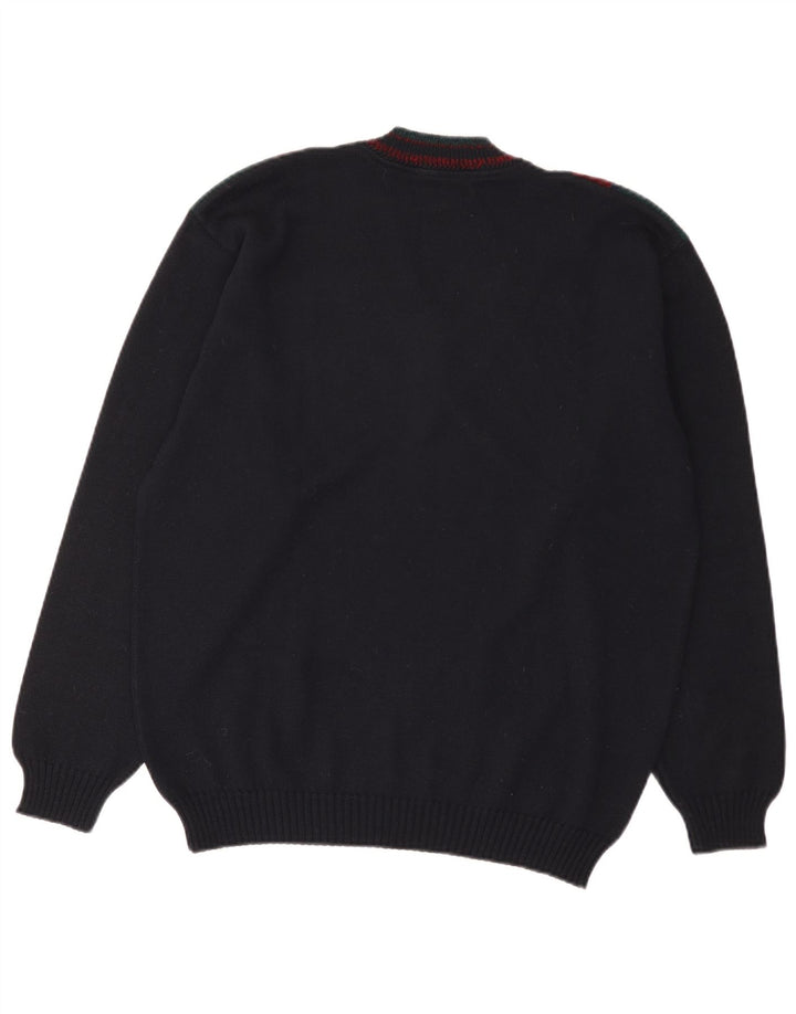 Il Granchio Herre V-hals sweater Stor Marineblå Colourblock Uld