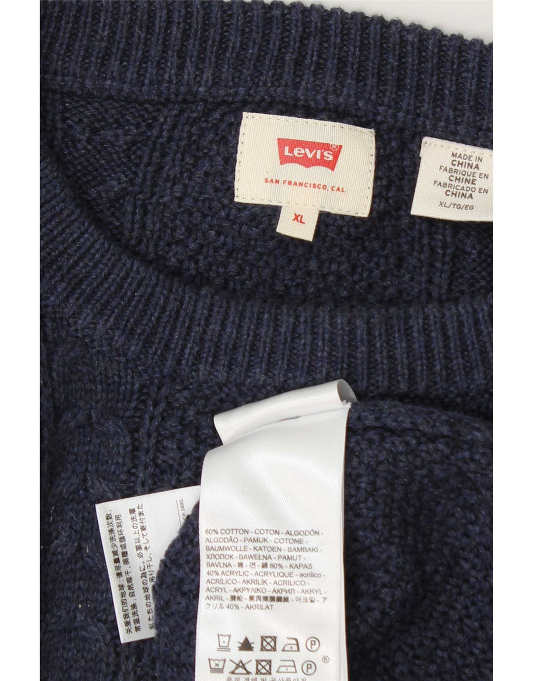 Levi's Herre sweater med rund hals XL marineblå bomuld
