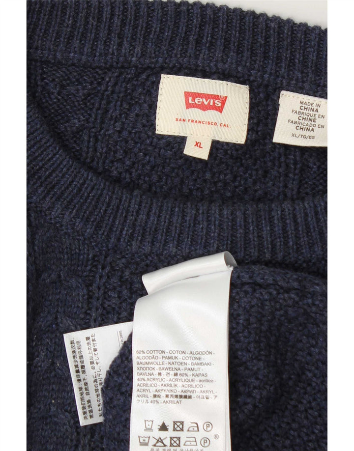 Levi's Herre sweater med rund hals XL marineblå bomuld