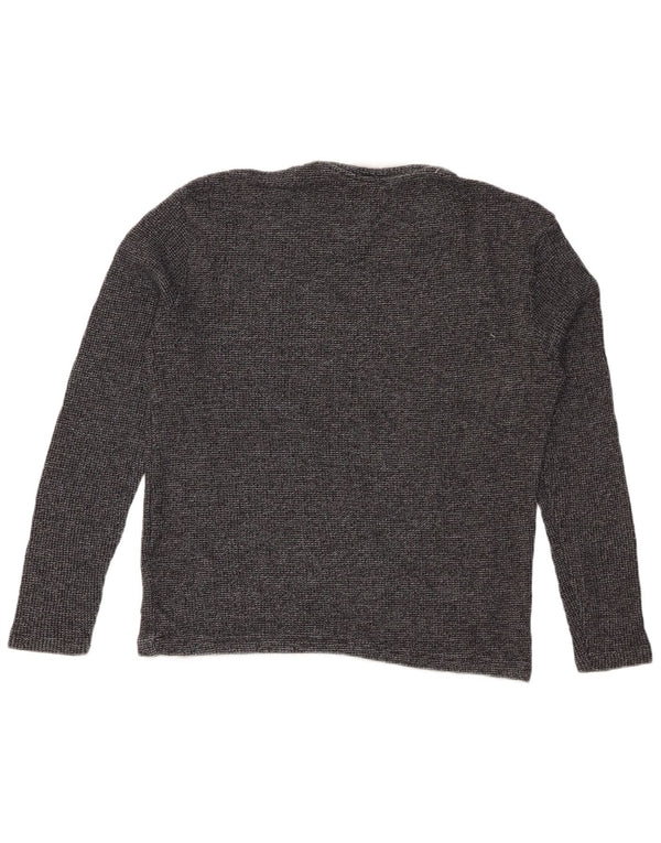 ZARA Dame Top Langærmet UK 14 Mellemgrå Flecked Bomuld