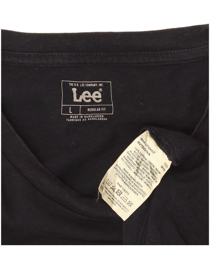 Lee Herre grafisk T-shirt Top Stor marineblå bomuld