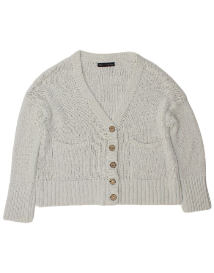 Marks & Spencer Dame Cardigan Sweater UK 14 Medium Off White Bomuld