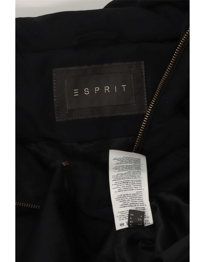 Esprit Dame Hætte Polstret Jakke UK 8 Small Navy Blue Polyester