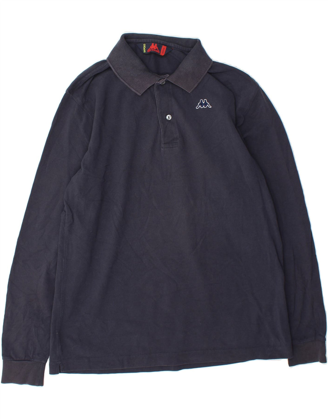 KAPPA Mens Long Sleeve Polo Shirt Medium Navy Blue Cotton Vintage Kappa and Second-Hand Kappa from Messina Hembry 