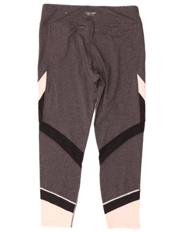 Calvin Klein Dame Leggings UK 16 Large Grey Colourblock