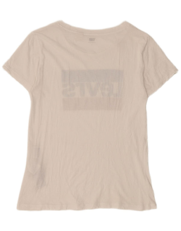 Levi's Kortærmet Kvinder Regular Fit Grafisk T-Shirt Top UK 8 Lille Hvid