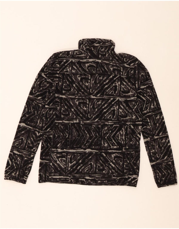 Quiksilver Boys Zip Neck Fleece Jumper 13-14 Years Large Black Geometric