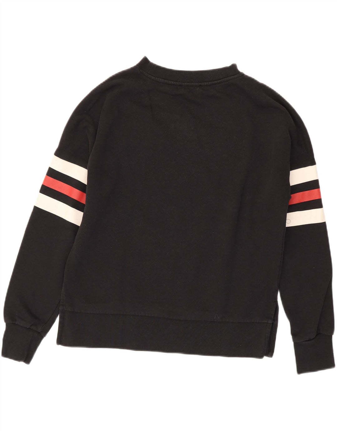 GUESS Womens Oversized Graphic Sweatshirt Jumper UK 6 XS Black Striped