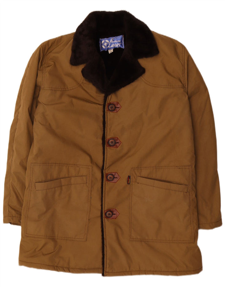 Vintage Sherpa-overfrakke til mænd IT 52 XL brun bomuld