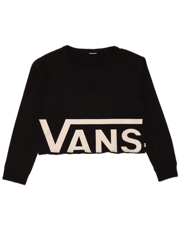 Vans Womens Graphic Crop Sweatshirt Jumper UK 14 Medium Black