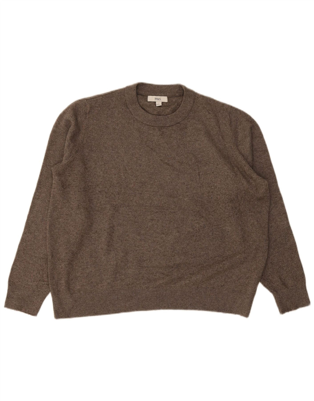 Marks & Spencer Herre sweater med rund hals, stor brun polyester