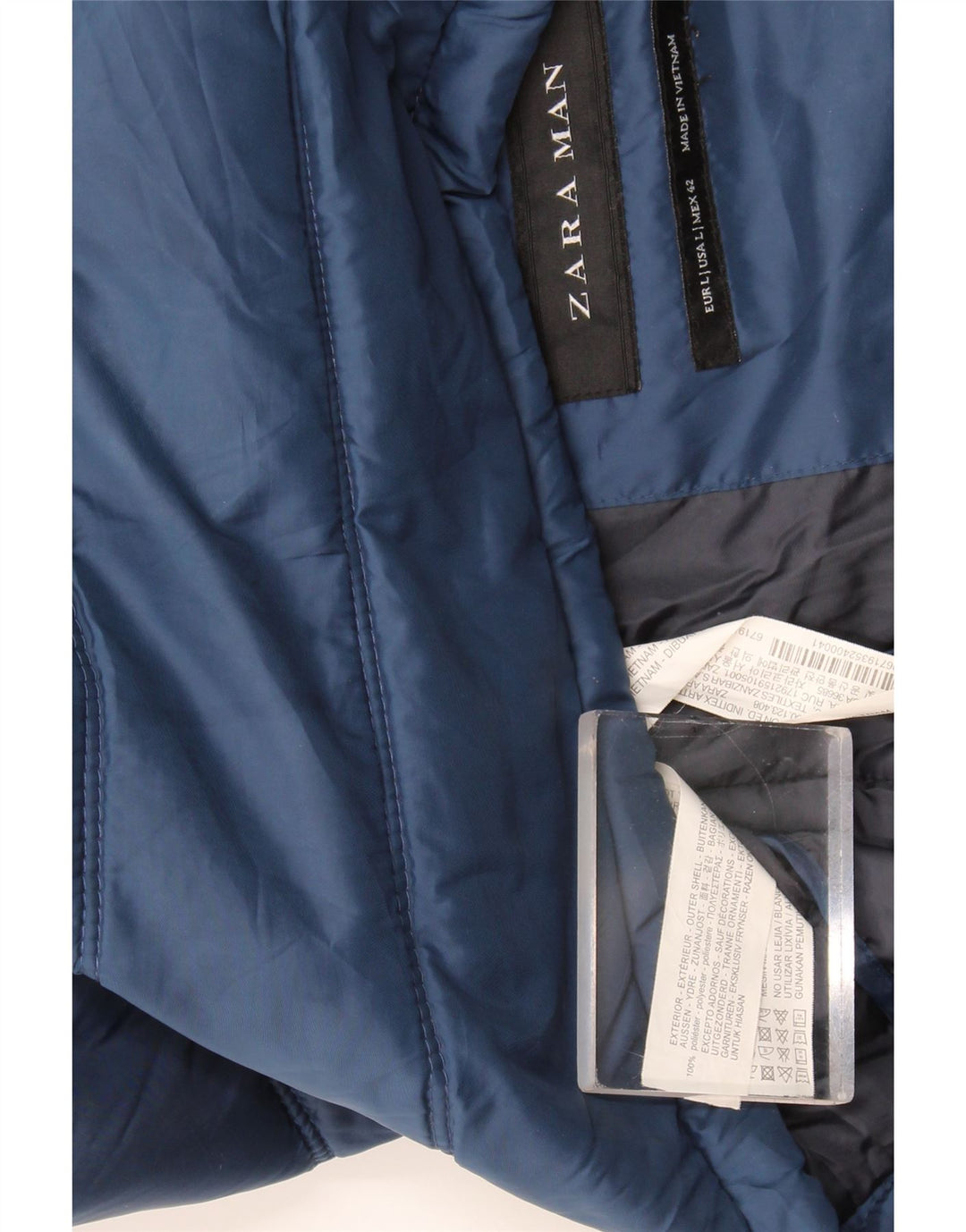 Zara Herre Polstret Gilet UK 42 Large Blue Polyester