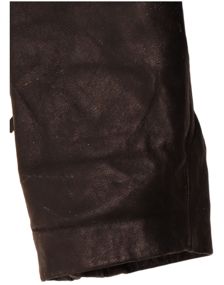 VINTAGE Bikerjakke i læder til kvinder UK 14 Mellem sort læder