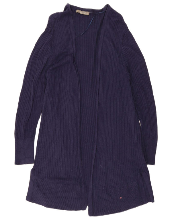 Oasis Womens Longline Open Cardigan Sweater UK 16 Large Navy Blue Viscose