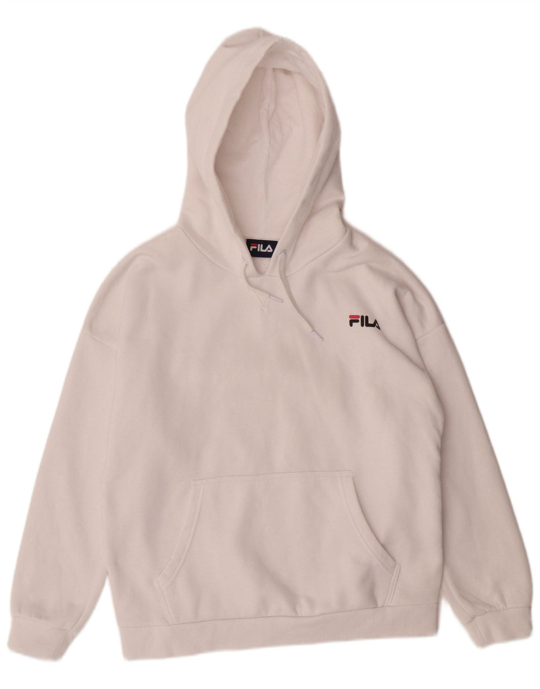 FILA Womens Hoodie Jumper UK 14 Medium White Polyester