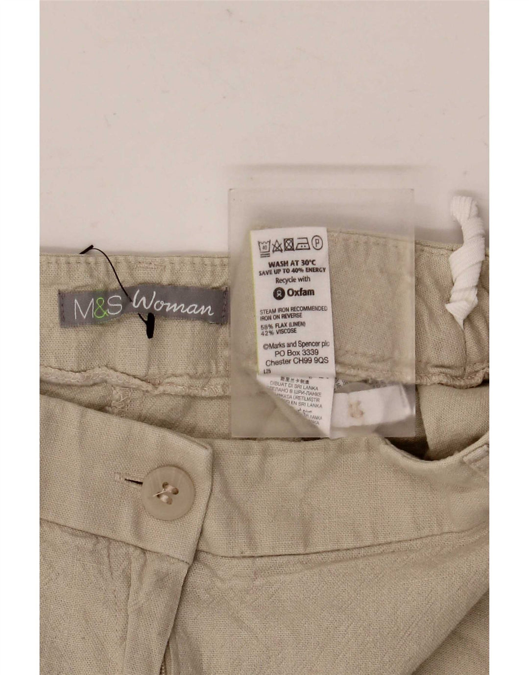 Marks & Spencer Lige Capri-bukser til kvinder UK 12 Medium W30 L20 Beige