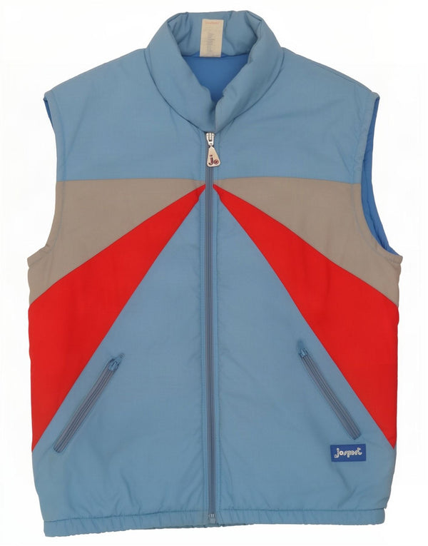 Vintage Polstret Gilet IT 44 XS Blå Colourblock Polyester til mænd