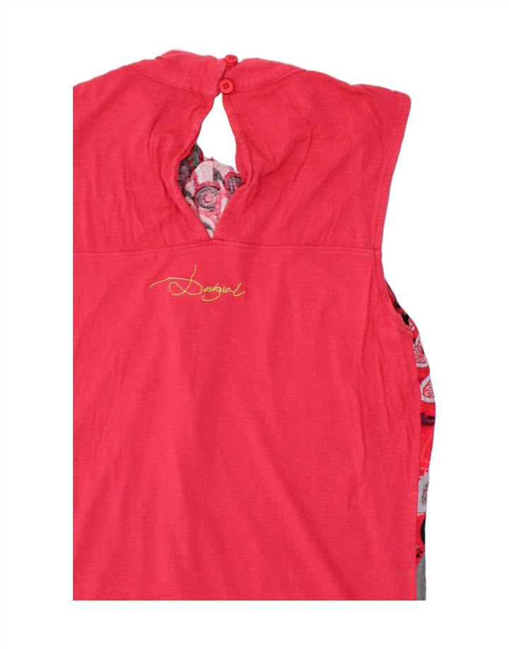 DESIGUAL Womens Sleeveless Blouse Top UK 10 Small Red Floral Vintage Desigual and Second-Hand Desigual from Messina Hembry 