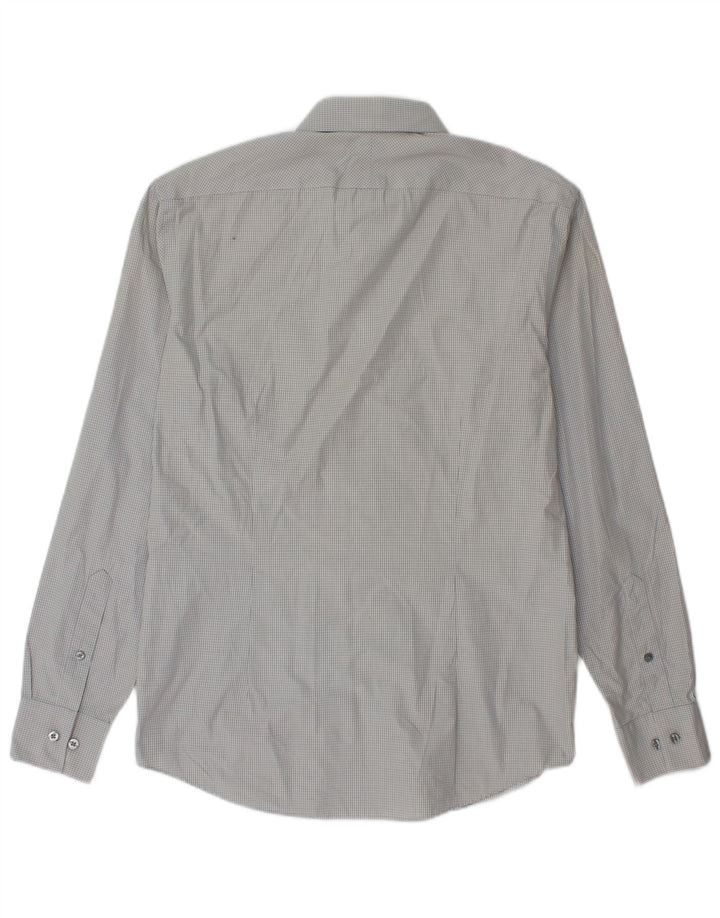 Calvin Klein Herre Slim Fit Skjorte Størrelse 39 15 1/2 Medium Grey Gingham Cotton