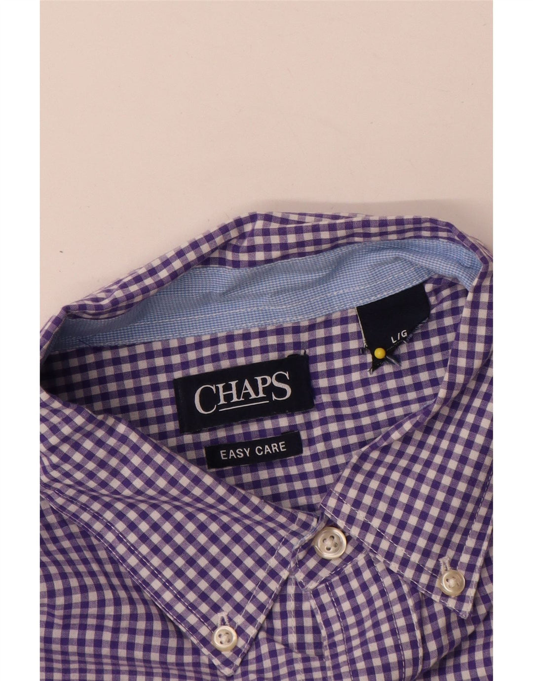 Chaps Herre Easy Care skjorte Stor lilla Gingham Bomuld