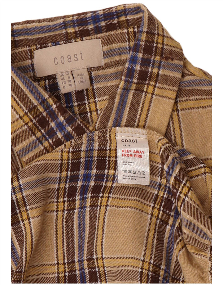 Coast Dame Langærmet Maxikjole UK 10 Small Beige Ternet polyester