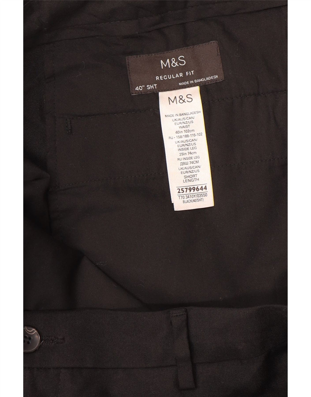 MARKS & SPENCER Herre Regular Fit Chinobukser W40 L29 Sort
